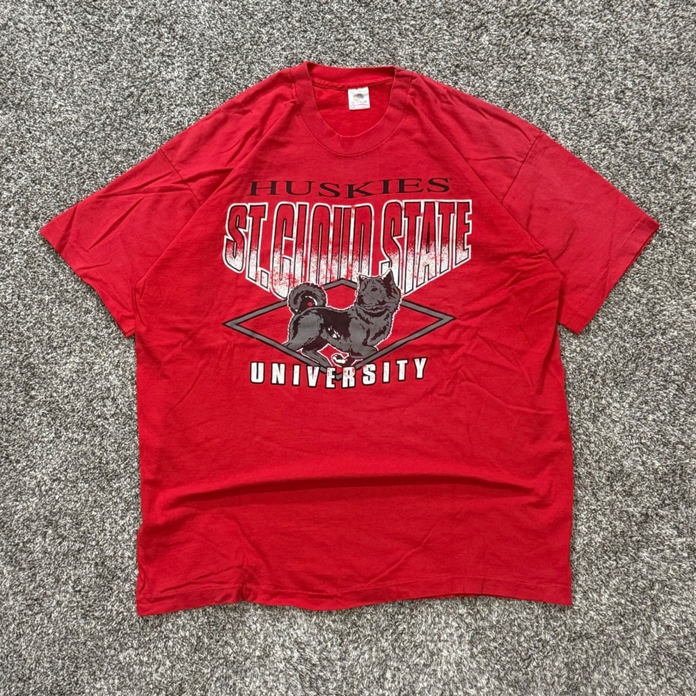 Vintage St Cloud State University Huskies TShirt Mens XXL Fruit of the Loom 90s